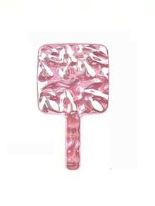1pc Handheld Water Ripple Mirror, Portable Large Size Hand Mirror With High-End Appearance, Exquisite Style, Princess Style, Portable, Multiple Colors Available, Large Size Handheld Mirror, High Definition Mirror Surface For Makeup And Touch-Up Single-Sided Mirror - Pink - View 8