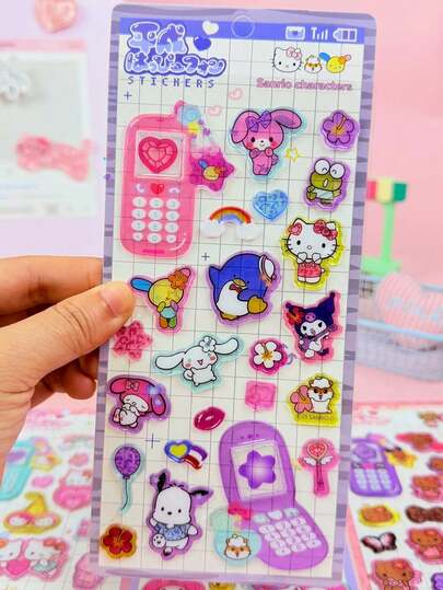 Children's Art And Craft Fun Shiny Embossed Decorative Water Drop Stickers, Pet Stress Relieving Crystal Stickers, 3D Relief Stickers, Bubble Stickers, PP Stickers, Internet Celebrity Same Style, Flash Dynamic, Collectible Stickers, Reward Stickers, DIY Materials (Some Styles May Have Color Differences And Are Sent Randomly)