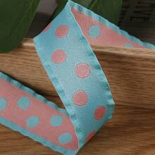 Ruffle Edge Contrast Color Polka Dot Woven Ribbon DIY Bow Hair Accessory Shoe Flower Gift Floral Material Satin Ribbon Skirt Trim - Multicolor - View 9