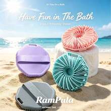 Silicone Body Scrub Brush, Silicone Loofah, Upgraded Super Exfoliating Bath Brush With Non-Slip Handle Strap, Silicone Body Polishing Brush For Shower, Also Suitable For Pet Bath Brush - Multicolor - View 2