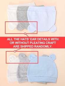 2pcs Cute Bear Ear Baby Knitted Hats, Soft Elastic Newborn Hats, 0-4 Months Universal Baby Hospital Hats, Cute Baby Hats, Suitable For Nursery And Daily Wear - Multicolor - View 11