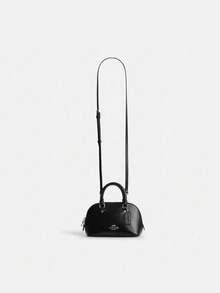 Coach Lara Mini Satchel Crossbody Bag,Leather Clutch Handbag For Women,Top Handle Wristlet Bag With Adjustable Strap - Black - View 5
