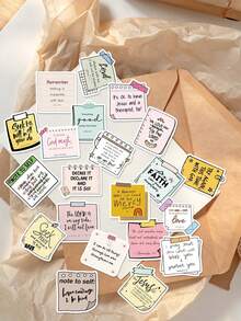 304Pcs Colorful Inspirational English Phrase Stickers Cute Cartoon Note Text Aesthetic Stickers For Laptops Luggage Water Bottles Fridges Skateboards Envelopes DIY Crafts Stickers - Multicolor - View 11