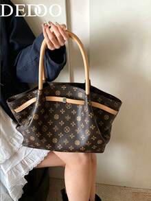 Dedoo 2025 New Fashionable Hot-Selling, PU Material, All-Over Allover Print, Large Capacity Portable Handbag. Dumpling Shaped Bag, Overseas Fashion Underarm Shoulder Bag, Suitable For Daily Commute, Work, Travel And More. - Multicolor - View 2