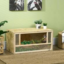PawHut Terrarium Made Of OSB Wood For Reptiles And Amphibians With Sliding Glass Door - 80 X 40 X 40 Cm Natural Wood-XY19135 - D40-027V00ND - View 7