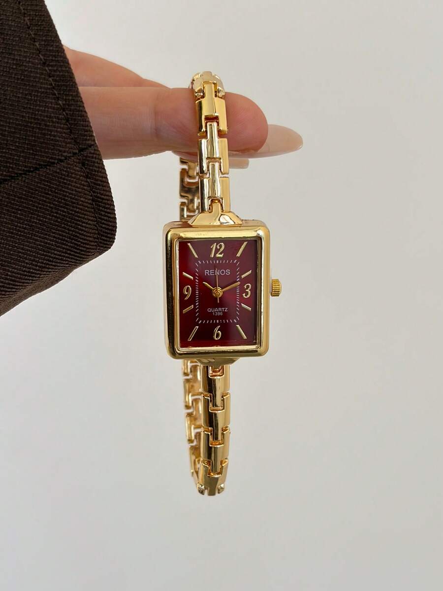This Fashionable Women's Wristwatch Features A Rectangular Dial Design, Exquisite And Elegant, Perfect For Commuting Wear - Gold - View 1
