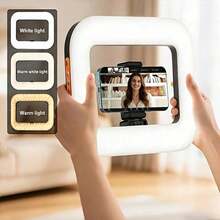 1 Stück 1500mAh LED-Fülllicht mit großer Kapazität, rundes tragbares Selfie-Licht mit Handy-Kamerahalterung, langanhaltend Lithium-Batterie Handy-Videostabilisator, geeignet für Handy-Fotografie, Studiobeleuchtung, Filmaufnahmen und Live-Streaming - 1 Stück - Übersicht 2