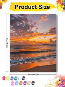 Peinture à l'huile DIY par numéros sur canevas paysage de plage au coucher du soleil, artisanat pour adultes, décoration murale pour la maison, cadeau de fête, kit de peinture créatif et relaxant personnalisé pour la décoration du salon et de la chambre - Ensembles - Voir 9