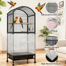 11pcs Bird Cage Dust-Proof Set (Includes 10pcs Bird Cage Liners + 1pc Bird Cage Dust-Proof Cover), Dust-Proof Mesh Cover Anti-Splash Fence Cage Net, Excrement Receiving Paper Absorbent Non-Woven Fabric Parrot Cage Liner Tray Bird Dropping Cleaning Pad, Suitable For Round And Square Cages - White Elastic - View 10