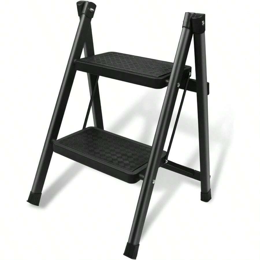 2 Peldaños Taburete Escalera Plegable, Taburete o Soporte de Exhibición Portátil, Ligero Escalones Antideslizante multifuncional para Hogar, Cocina, Oficina (escalera de 2 peldaños) - escalera de 2 peldaños - Ver 1
