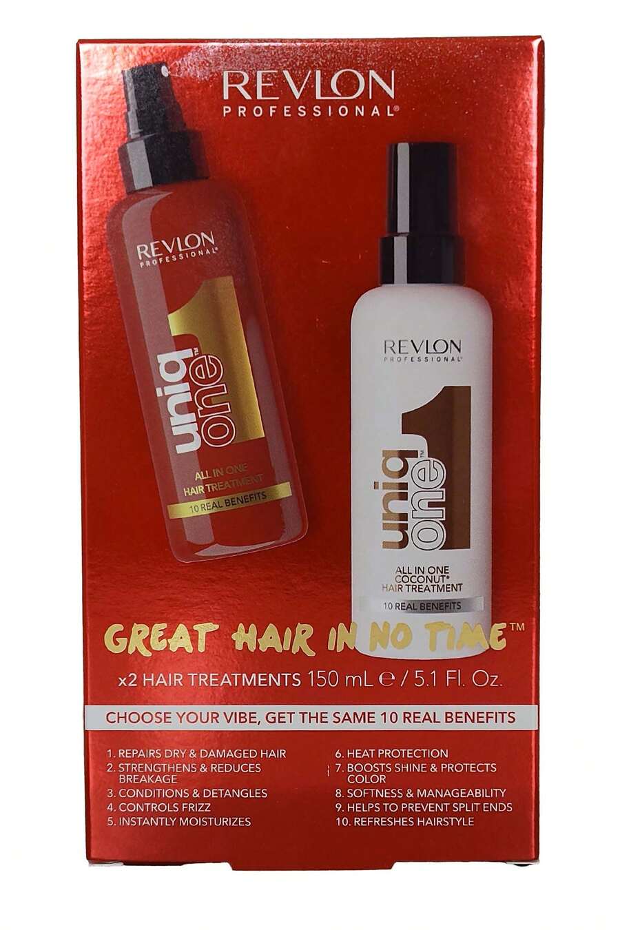 Revlon Uniq One Great Hair In No Time-All In One Treatment 150ml Duo Regular And Coconut Spray Hair Care Set - Nourishing - View 1