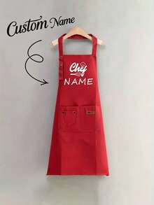 Customizable Name Apron - Durable And Comfortable Neutral Kitchen Workwear, Easy To Care For, Practical Design With Pockets And Adjustable Shoulder Straps, Suitable For Cooking Enthusiasts - Multicolor - View 10