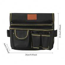 Professional Electrician Tool Waist Bag, Thickened 600D Oxford Cloth, Wear-Resistant, Tear-Resistant, Durable, Exquisite Craftsmanship, Adjustable Waist Belt With Reinforced Stitching At Stress Points, Multiple Compartments And Pockets, Side Hanging Rings, Portable Waist-Hanging Storage Bag For Decoration, Carpentry And Construction Site Work, Hardware Tool Classification Storage, Say Goodbye To Clutter, Save Time And Improve Work Efficiency - Black Tool Storage Waist Bag - View 2