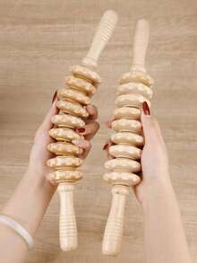 Wooden Massager | Made Of Natural Solid Wood Roller From China (Straight And Curved Rods) | Relieve Muscle Tension And Improve Cellulite | Body Shaping | Essential Home Massage Tool | Unisex Health Tool | Holiday Health Gift - View 15