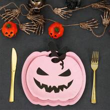 40Pcs Halloween Pumpkin Paper Plates Cute Grimace Pink Orange Pumpkin Shape Disposable Plates 7 Inch 9 Inch Halloween Tableware For Birthday Holiday Party Decor Supplies - Pink Pumpkin Plate - View 1