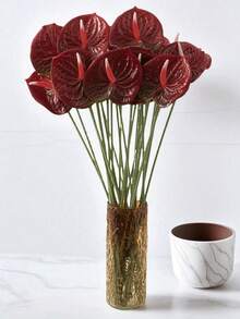 5/3/1件裝人造紅色花朵，逼真觸感人造花，適用於婚禮裝飾、居家、客廳、廚房、陽台、派對、房間、花瓶、桌面裝飾、秋季裝飾、戶外裝飾、節日裝飾、禮物、攝影道具，人造花，仿真花 - 彩色 - 查看 2