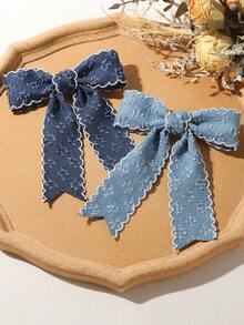 2PCS Vintage Blue Bow Hair Clips For Women, Suitable For Daily, Dating, Photography, Casual Versatile Hair Accessories - Multicolor - View 12