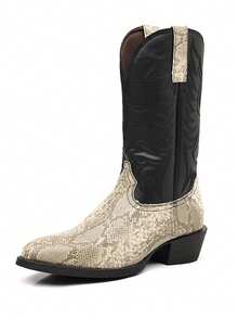 Mioeert Men's Cowboy Boots | Classic Embroidered Western Boots | Pointed-Toe Chunky-Heel Ankle Boots , Stylish, Retro Ankle Boots - Black - View 8