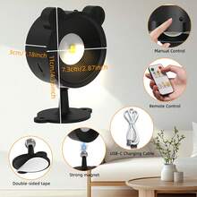 1/2PCS Rechargeable LED Wall Sconce, Magnetic Wall Light With Remote And Touch Control, 360° Rotating, 3 Color Temperatures, Dimmable Cordless Reading Light For Bedroom, Bedside And Hallway - 3 Color Temperature - View 6