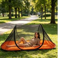 200*72*70cm No-Installation Quick-Open Portable Mosquito Net For Camping And Business Travel - Blue - View 4