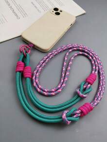 2 peças/1 peça Cordão para Telefone, Cordão para Telefone 2 em 1 Dopamina Menina Doce Rosa & Verde Bloco de Cor, Longo Transversal + Curto de Pulso Uso Duplo, Corda Trançada à Mão com Nó e Pingente de Flor de Desenho Animado, Acessório de Telefone Portátil Anti-Perda, Encanto de Bolsa e Chave para Passeio e Deslocamento Diário de Meninas, Pulseira para Smartphone, Halloween - Multicolorido - Visão 3