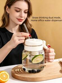 Thickened High Borosilicate Glass Water Bottle With Handle & Removable Tea Infuser Straw Lid, Heat Resistant Leakproof Fruit Tea Tumbler, 4 Pastel Color Portable Drinking Cup For Home Office Outdoor Travel Daily Use - Multicolor - View 5