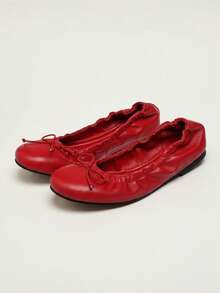 2026 Spring/Summer New Women's Bow Decor Ballet Flats - Red - View 9