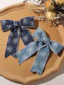 2PCS Vintage Blue Bow Hair Clips For Women, Suitable For Daily, Dating, Photography, Casual Versatile Hair Accessories - Multicolor - View 11
