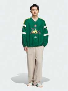 Adidas Originals Men's IH WOVEN PL Long Sleeve T-Shirt, Woven Collarless Long TKC0113 - Green - View 6