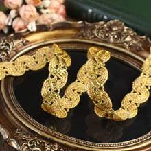 2/5碼金銀色金屬編織蕾絲飾邊，波浪邊扭繩刺繡緞帶，復古鏈條風裝飾飾邊，適用縫紉DIY手工、衣飾裙襬、包包肩帶、髮箍、服裝配件，亮面編織蕾絲帶 - 多色 - 查看 5