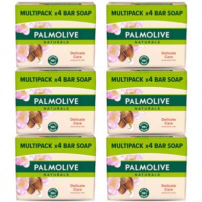 6x Palmolive Naturals Delicate Care Almond & Milk Soap 4 X 90g