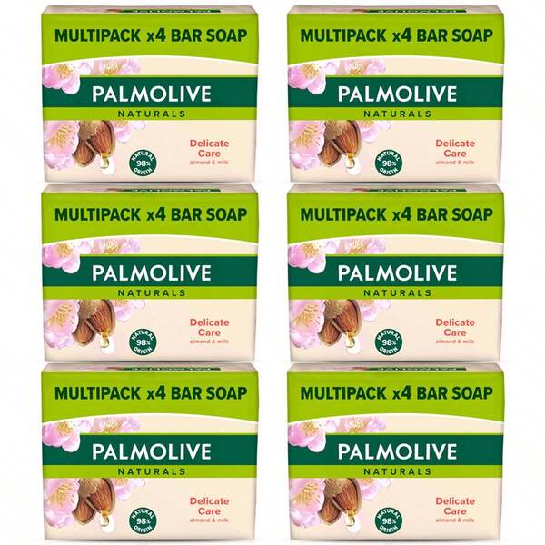 6x Palmolive Naturals Delicate Care Almond & Milk Soap 4 X 90g