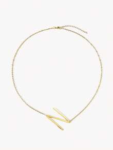 Opalesca 1pc Letter Pendant Necklace, Stainless Steel Jewelry - Yellow Gold - View 20