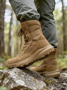 Men's 8-Inch Tactical Military Work Boots - Breathable Leather With Side Zipper, Lightweight For Hiking, Motorcycle, And Combat - 銅色 - 查看 5