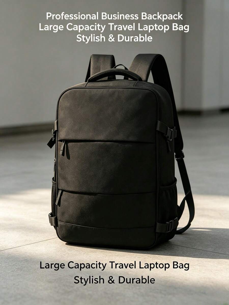 Cute Travel Notebook Backpack, A Spacious Multi-Pocket Backpack, Perfect For Business Trips, Weekend Getaways, And Plane Luggage-Black - Black - View 1