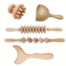 Wooden Massage Tools Lymphatic Detox Massager Relieve Muscle Pain Maderoterapia Set Body Shaping Tools Anti-Cellulite Body Shaping - Apricot - View 1