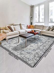 1pc Vintage Distressed Persian Style Rug, Red Bohemian Moroccan Style Comfortable Polyester Fiber, Pink Rug Rectangular Easy Care Washable Area Rug For Living Room, Hallway, Bedside, Sitting Room, Bedroom Home Decor - Multicolor - View 32