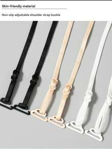 1/3pairs Adjustable Thin Bra Shoulder Straps Replacement, 0.5cm Spaghetti Elastic Bra Strap, Multi-Way Halter / Cross Back / Regular Wear, Non-Slip Bra Strap Extender For Tube Top Camisole, 3 Colors Black/Nude/White - Multicolor - View 6