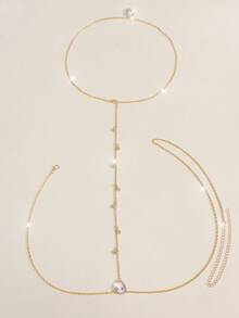 1pc Elegant Sexy Raindrop Chain Backless Necklace, Suitable For Women Any Occasion - A - View 4