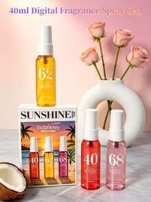 40ml SUNSHINE-Brazilian Style Digital Series Indoor Fragrance Spray Set, 3 Different Styles. Outdoor Air Freshener. Long-Lasting Natural Fresh Scent. Perfect Gift Choice For Colleagues, Family, Friends, Christmas Gift, Valentine's Day Gift - Multicolor - View 1