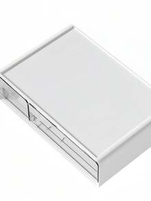 1 pieza Caja de almacenamiento de escritorio de plástico apilable de gran capacidad, rectangular minimalista de color blanco puro con cajón transparente, organizador de artículos de papelería para estudiantes, organizador de escritorio para la vuelta a la escuela - Blanco - Ver 9