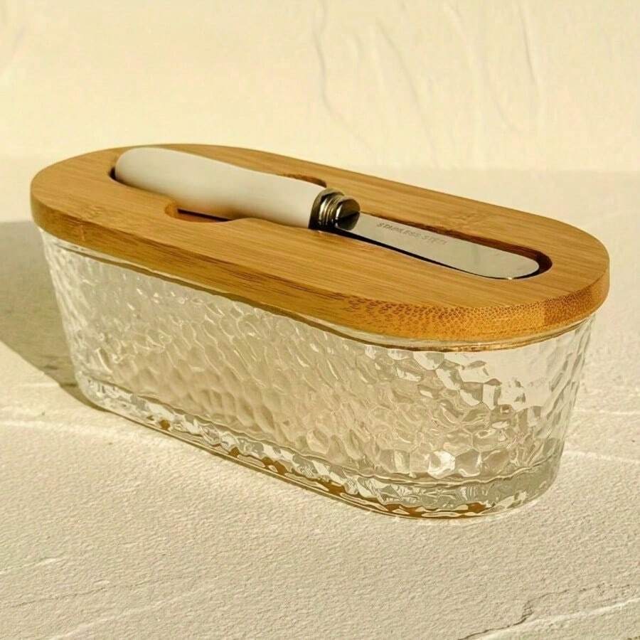 Glass Butter Dish With Sealed Lid, Keeps - For Countertop And Refrigerator Door Storage - Covered Butter Tray, Refrigerator- - Countertop Butter Holder - Butter Dish With Lid - Multicolor - View 1