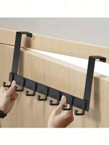 1pc No-Drill Over-The-Door Coat Hook, Wall-Mounted Clothes Rack, Bathroom Towel Bar, Over-The-Door Storage Rack, Entryway Key Hook; Suitable For Kitchen, Bathroom Door Storage, Beautiful Home Decor, Kitchen Accessories, Bathroom, Bedroom, Entryway Multi-Function Storage Rack - Multicolor - View 1