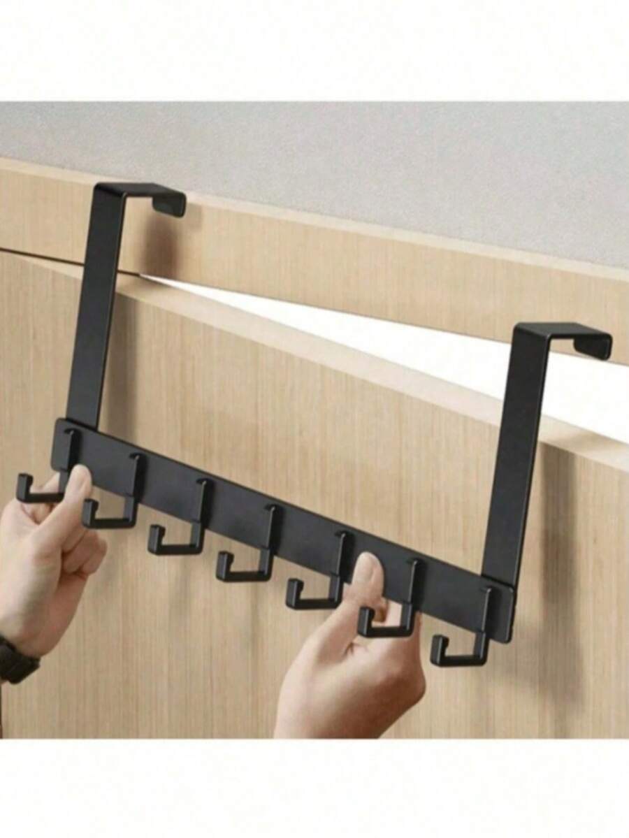 1pc No-Drill Over-The-Door Coat Hook, Wall-Mounted Clothes Rack, Bathroom Towel Bar, Over-The-Door Storage Rack, Entryway Key Hook; Suitable For Kitchen, Bathroom Door Storage, Beautiful Home Decor, Kitchen Accessories, Bathroom, Bedroom, Entryway Multi-Function Storage Rack - Multicolor - View 1