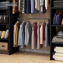 WUWAWDOGA Modern Open Style Wardrobe With Shelves And Two Hanging Rails - Black - View 8