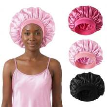 1/2 piezas Gorro de dormir de seda, forro de satén, banda elástica, adecuado para cabello rizado - A - Ver 37