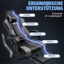 EXRACING Gaming Chair - Ergonomic Gaming Chair With Footrest, Headrest And Lumbar Support, Height Adjustable, Padded, 180 Kg - 灰色 - 查看 5