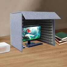LOYALHEARTDY Desktop Soundproof Cover, Portable Vocal Recording Booth, Vocal Sound Absorbing Shield - Grey - View 1