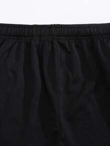 Men's Summer New Solid Color Casual Sports Shorts, Drawstring Fitness Running Beach Shorts - Black - View 6
