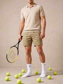 Courvante 6 Pairs Men's White Solid Color Mid-Calf Socks, Versatile And Breathable, With Ribbed, For Golf Tennis Sport & Boyfriend - White - View 2